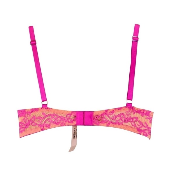 New Victorias Secret Very Sexy • Orange Pink Lace Unlined Demi Bra - Picture 2 of 3